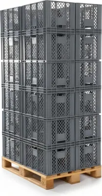 Produktbild von 36 Stück Bäckerkisten / Brotkisten 600 x 400 x 320 mm in grau