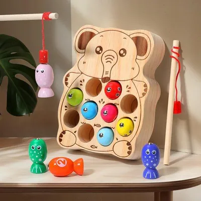 Produktbild von Holz-Magnetfischspiel für Kinder: Konzentrationstraining, Holz, Magnetfischspiel.