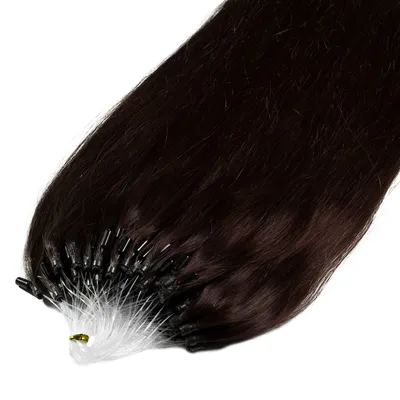 Image de hair2heart Premium Microring Human Hair Extensions straight - 25 mèches 1g 60cm 4/0 brun moyen