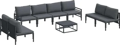 Image de vidaXL Ensemble de canapé de jardin avec coussins 9 pcs noir acier