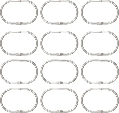 Produktbild von 12 Stück Vorhangringe, Rostschutzbeschichtung, schnelle Installation, gleitet leicht, weniger Reibung, Badezimmer-Duschvorhangstangen, Kleiderbügel, Badezimmerzubehör