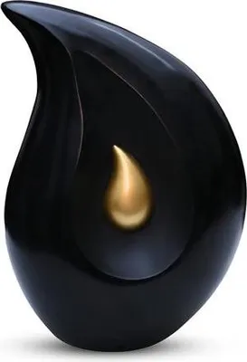 Produktbild von Black Drop As-Urn 3 Liter aus Aluminium in Tropfenform – Handgemacht, Sicher Verschlossen, Elegantes Design
