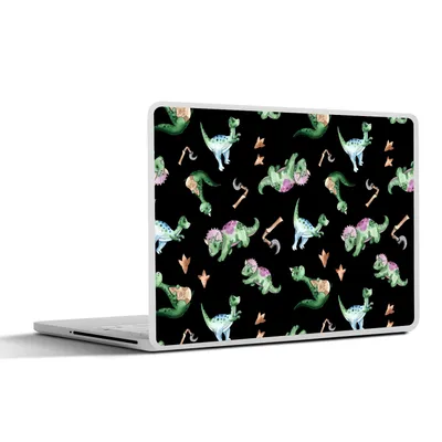 Produktbild von MuchoWow® Laptop Aufkleber Sticker Cover Kinderzimmer - Dinosaurier - Schwarz - Jungen - Mädchen - Kind 25x18 cm - Laptop-Deko