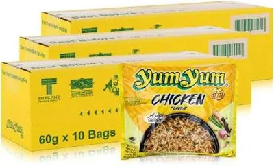 Produktbild von Yum Yum Chicken Instant Noodles – 30 x 60 g | Thailändische Hühnersuppe | 3-Minuten-Nudeln | Halal | Hühnergeschmack+Heartforcards Versandschutz