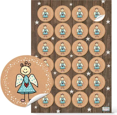 Produktbild von Logbuch-Verlag 24 runde Schutzengel Engel Aufkleber Sticker für Kinder und Erwachsene Weihnachten Deko Weihnachtsetikett Verpackung Geschenk 4 cm24 Aufkleber / 1 Bogen