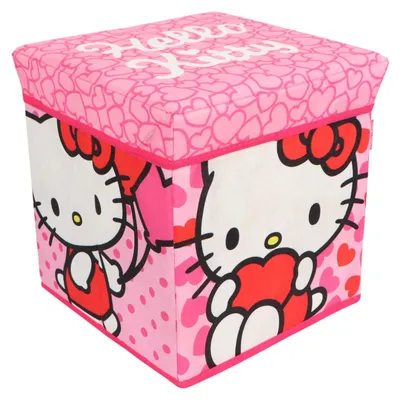 Produktbild von Hello Kitty Kinder Spielzeug Korb Spielzeugkorb Deckel 30x30x30 cm