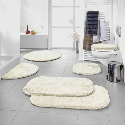 Produktbild von Badematte, Badteppich Kefalonia rutschhemmend Creme Größe rund: 120 cm Ø - für Fußbodenheizung geeignet, dichter, Flauschiger Floor (weitere Farben, Größen)