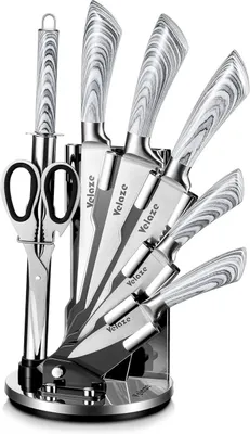 Produktbild von Velaze 8-teiliges Küchenmesser Set mit Messerblock, ergonomischem Griff & extra scharfer Klinge