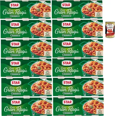 Produktbild von Il Mio Gran Ragù Star Classico, N.1 in Italien, tomatensauce 12x (3x 100g) sauce Tomatensuppe, Fleisch und Tomatensauce + Italian Gourmet polpa 400g