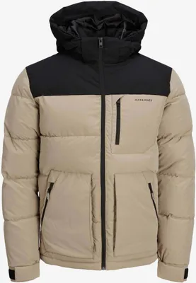 Produktbild von Schwarz-beige gesteppte Winterjacke mit Kapuze Jack & Jones Otto -  XL