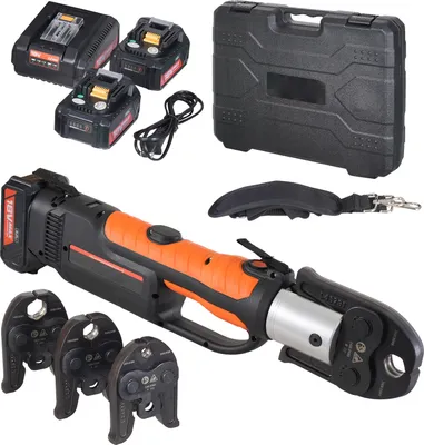 Immagine prodotto di Set di utensili a batteria SucceBuy, pinza crimpatrice elettrica con ganasce V15, V22 e V28, 2 batterie da 20 V e 4,0 Ah