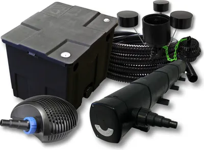 Image de SunSun Kit complet: CBF-350 Filtre de bassin jusqu'à 12000 L Biologique, CTF-3800 pompe de filtration 3600l/h 20W, CUV-272 lampe uv 72W, 25m Tuyau 25 mm, CSP-250 Écumeur 2500l/h 45W