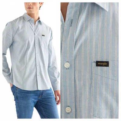 Obrázek produktu pro Wrangler | Pánská košile, balení po jednom kusu, proužkovaná, bavlna, klasický střih, regular fit, velikost 3XL