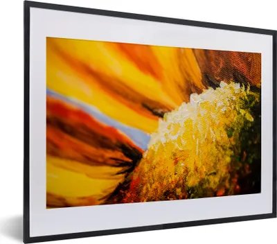 Produktbild von MuchoWow® MuchoWow® Gerahmtes Poster Nahaufnahme eines Ölgemäldes mit einer Sonnenblume 40x30 cm - Poster mit zchwarzem Bilderrahmen - Bilderrahmen - Poster im Rahmen