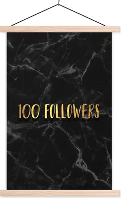 Produktbild von MuchoWow® Textilposter Soziale Medien - Instagram - Gold - Marmor 120x180 cm mit holzfarbenen Rahmen - Textil-Plakat