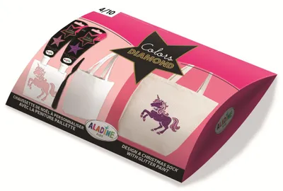 Imagen del producto de Kit de manualidades Aladine Einhorn: Crea bolsos con purpurina