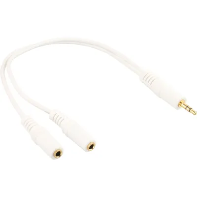 Produktbild von INLINE Klinken Y-Kabel 3.5mm Klinke Stecker an 2x 3.5mm Klinke Buchse Stereo weiss/vergoldet