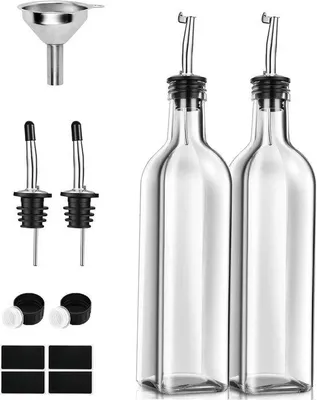 Produktbild von Sprühset für Essig und Öl aus Edelstahl und Glas, verstopfungsfrei, mit dichten Verschlüssen