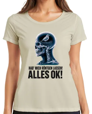 Immagine prodotto di Ho fatto una radiografia! TUTTO A POSTO! T-shirt da donna con scritta "Teschio" e tono sarcastico, colore naturale, taglia XXL
