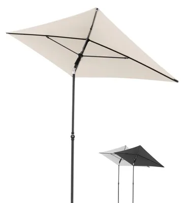 Image de Parapluie rectangulaire rétractable - 180 x 120 cm - Protection UV 50+ - Naturel
