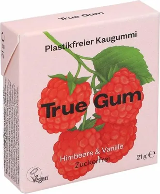 Immagine prodotto di Gomma da masticare naturale - Lampone e Vaniglia 20g