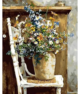 Image de Kit de peinture par numéros, motif marguerites, dimensions 40x50 cm, pour adultes et adolescents