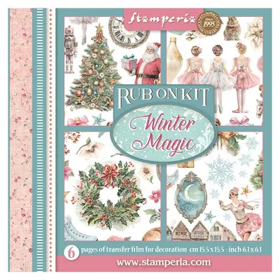 Produktbild von Stamperia Rub On Sortiment Winter Magic Transfer folien 15.5 x 15.5 cm