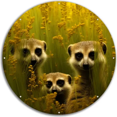 Produktbild von Wallario rundes Outdoor-Poster für Garten oder Balkon, Motiv Versteckspiel im Feld, 60 cm Durchmesser