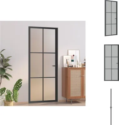 Produktbild von vidaXL Innentür 83x201,5 cm Schwarz Mattglas und Aluminium -  Haustüren