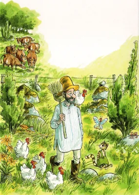 Produktbild von Postkarte "Pettersson und Findus: Huhn landet auf Pettersson"