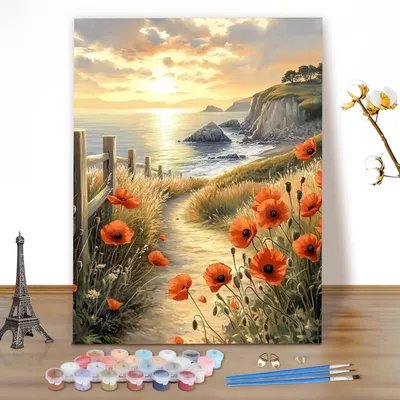 Produktbild von Malen nach Zahlen Set Erwachsene Landschaft 40x50cm Ohne Rahmen mit Pinseln und Acrylfarben