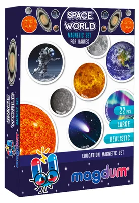 Imagen del producto de Imanes educativos para niños, 22 figuras realistas, sistema solar y astronautas, juguete educativo