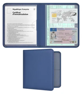 Productafbeelding van Documentenmap voor voertuig, auto, Polyurethanleer, blauw-rood