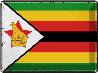 Obrázok produktu pre vianmo Kovový Nástenný nápis 30x40 cm Simbabwes Retro Flag of Zimbabwe