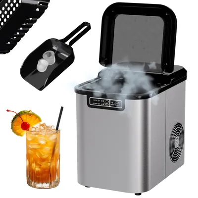 Produktbild von TroniTechnik® Eiswürfelmaschine Eiswürfelbereiter aus Edelstahl , Ice Maker, 12kg/24h, 2,2 Liter Wassertank, 2 Größen, Selbstreinigung