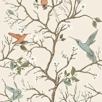 Productafbeelding van Vintage Zelfklevend Behang met Vogelpatroon