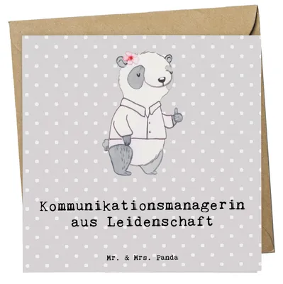 Produktbild von Mr. & Mrs. Panda Grußkarte Kommunikationsmanagerin Leidenschaft - Grau Pastell - Geschenk, faltkarte, Witzig, Studium, Klappkarte, Lustig, doppelkarte, Spruch