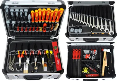 Produktbild von FAMEX 418-88 Profi Alu Werkzeugkoffer bestückt mit Werkzeug Set - PROFESSIONAL - 128-tlg.