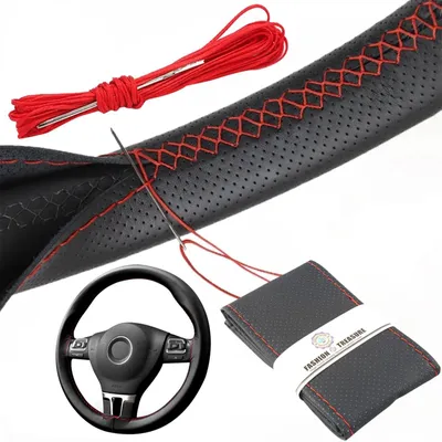 Produktbild von Lenkradbezug Lenkradhülle Lenkradschoner - Mikrofaserleder - 37-38 cm - Schwarz - Für Auto
