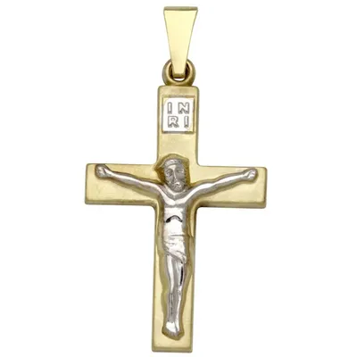 Produktbild von Basic Gold K30 Damen Anhänger Kreuz 14 Karat (585) Bicolor