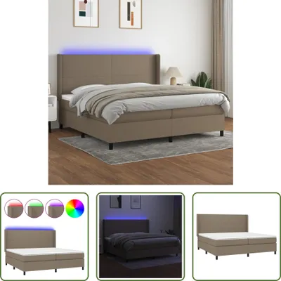 Produktbild von The Living Store Boxspringbett mit Matratze & LED Taupe 200x200 cm Stoff