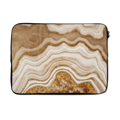 Produktbild von MuchoWow® Laptop Hülle 14 ZollGlitzer - Gold - Achat - Edelsteine Laptoptasche - Laptoptasche - Stoßsicher - Schutzhaube