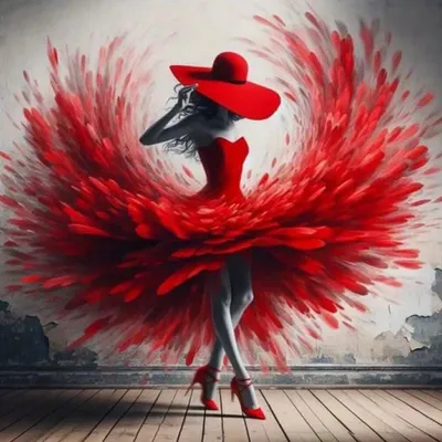 Image de Mosaïque diamantée, femme danseuse en rouge, 30x40 cm, créations en diamants