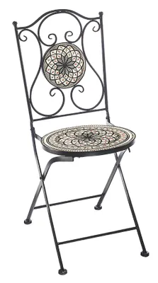 Produktbild von Kobolo krzesło ogrodowe mosaic look biało-szare H 90 cm - krzesło do jadalni krzesło balkonowe krzesło ogrodowe krzesło bistro deco składane krzesło metalowe krzesło deco fotel ogrodowy
