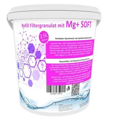 Produktbild von ReFill Filtergranulat mit Mg+ Ersatz für BWT Magnesium Mineralized und Aarke Enriched 2,5 Liter Mg+ Soft Filtergranulat von Aquintos