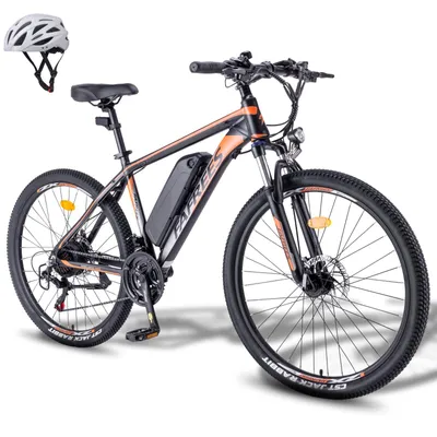 Produktbild von E-Bike Rostfreie Aluminiumlegierung Pannensichere Reifen 26 Zoll bis zu 80 - 100 km Mountainbike 21 Gang Wasserdicht IP54 Pedelec, Orange