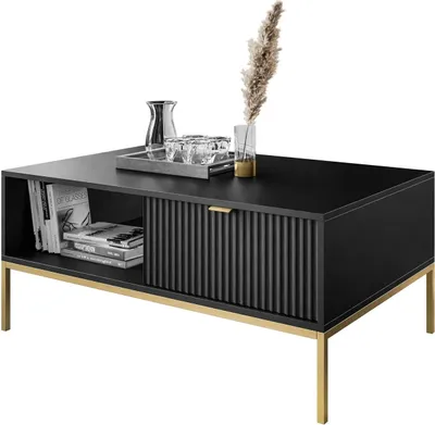 Produktbild von CORTADO GOLD Couchtisch L-104 mit Schublade schwarz