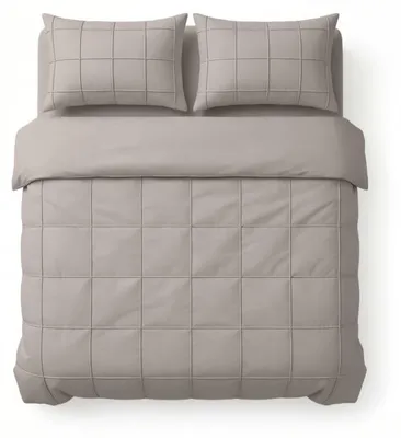 Produktbild von Sleeptime Check Pintuck Taupe/Grau 240 x 200/220 cm