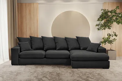 Zdjęcie produktu dla Sofa w kształcie L GABON narożnik z funkcją spania Riviera grafitowy prawy