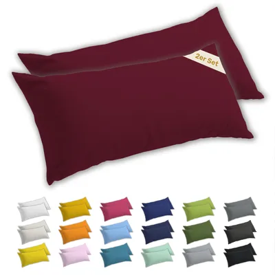 Produktbild von Lavea® 2er Set Seitenschläferkissen-Bezug 40x145 cm, 100% Baumwolle Jersey, , YKK-Reißverschluss, Bordeaux